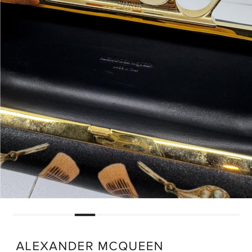 Designer Black Clutch with Gold Accents - Picture 4 of 11